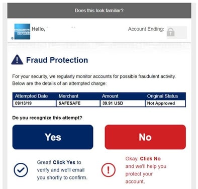 American Express Fraud Protection Email
